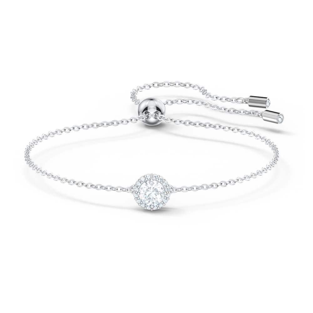 Br ar Angelic T ietur rotund Alb Placat cu rodiu Swarovski