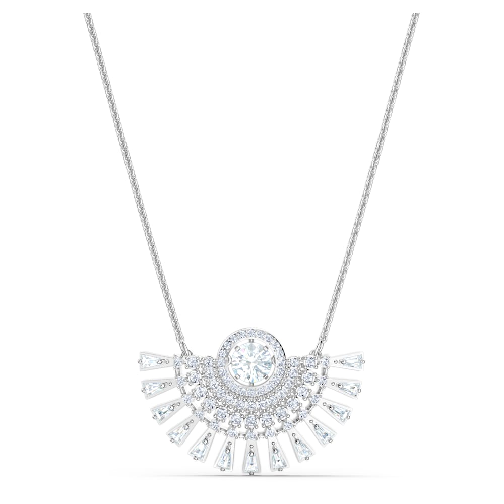 Swarovski Sparkling Dance Dial Up necklace, Medium, White, Rhodium plated