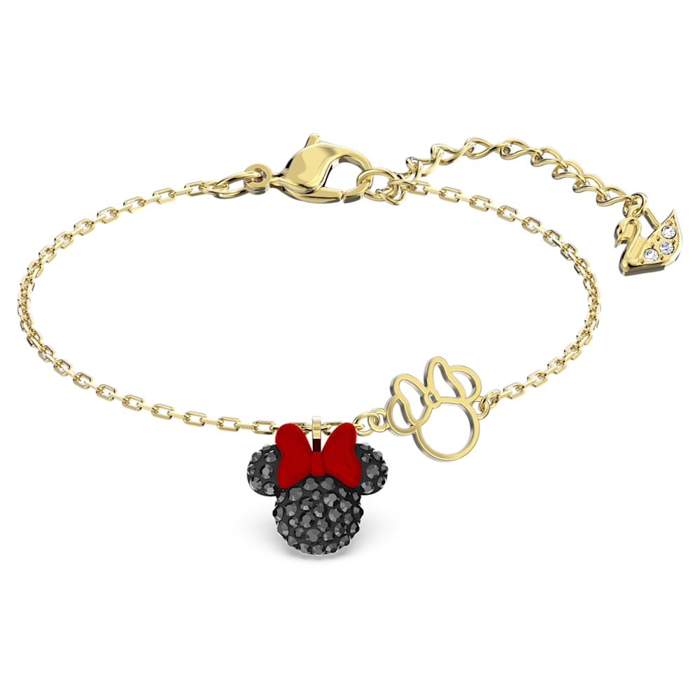 Mickey & Minnie bracelet, Minnie, Multicolored, Gold-tone plated | Swarovski