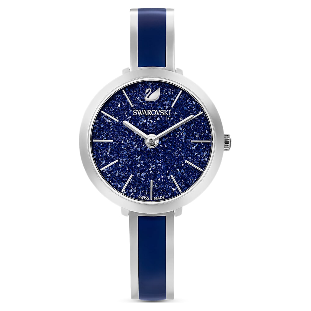 Crystalline Delight watch, Swiss Made, Metal bracelet, Blue, Stainless steel