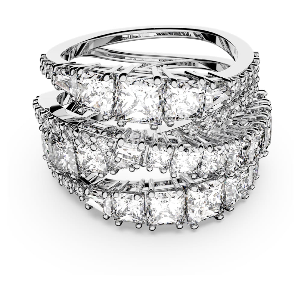 Hyperbola ring Mixed cuts White Rhodium plated Swarovski