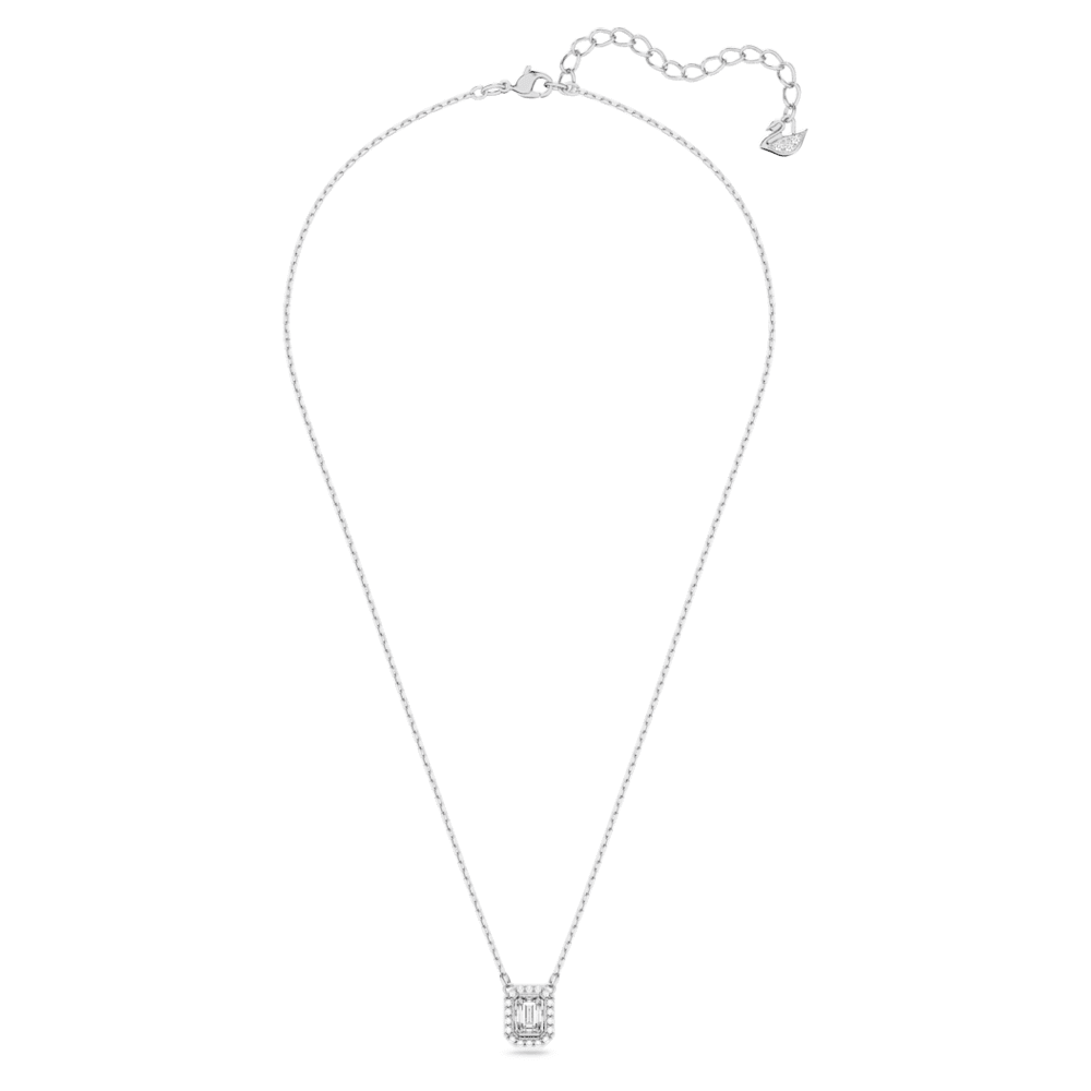 Millenia necklace, Square cut Swarovski Zirconia, White, Rhodium plated ...