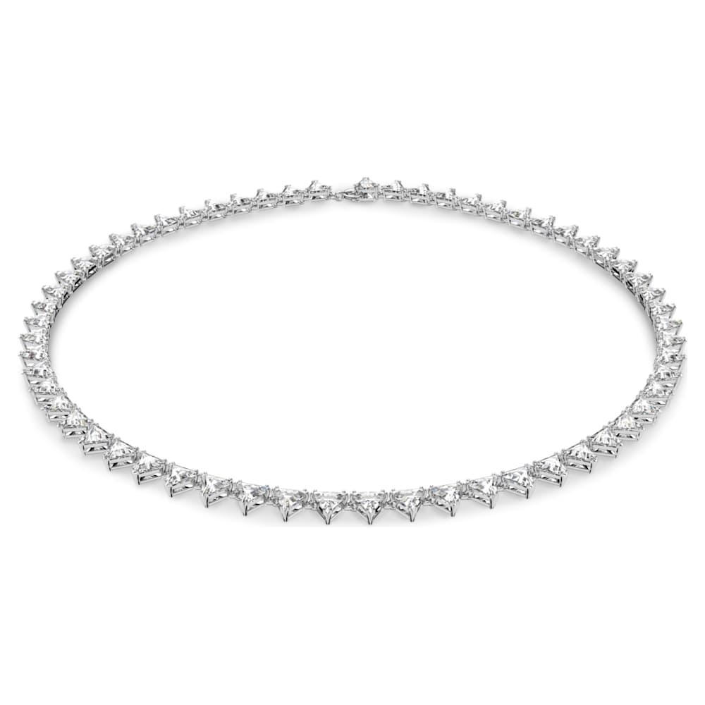 Matrix Tennisネックレス, トライアングルカット, ホワイト, ロジウム・プレーティング | Swarovski