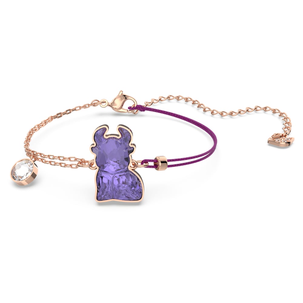 Chinese Zodiac Ox bracelet, Ox, Purple, Rose gold-tone plated