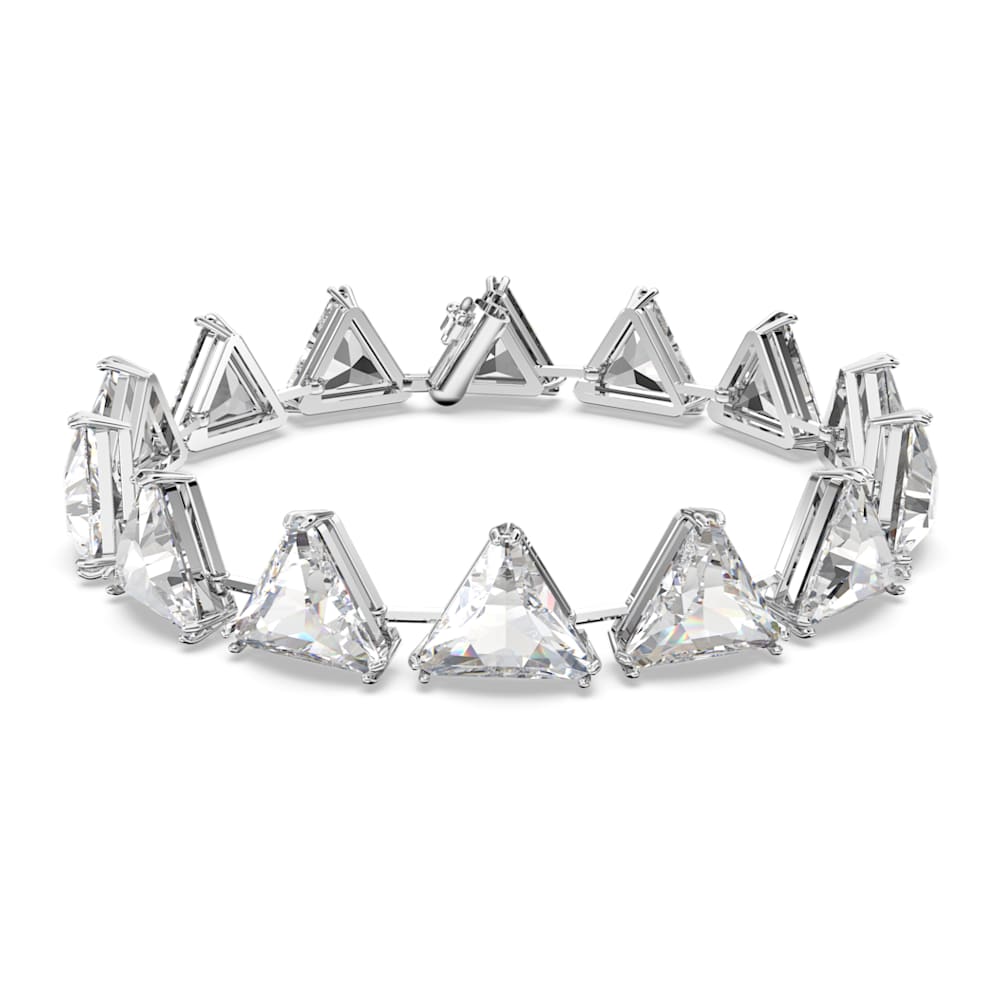 Matrix Tennis bracelet, Triangle cut, White, Rhodium plated Matrix Tennis bracelet, Triangle cut, White, Rhodium plated