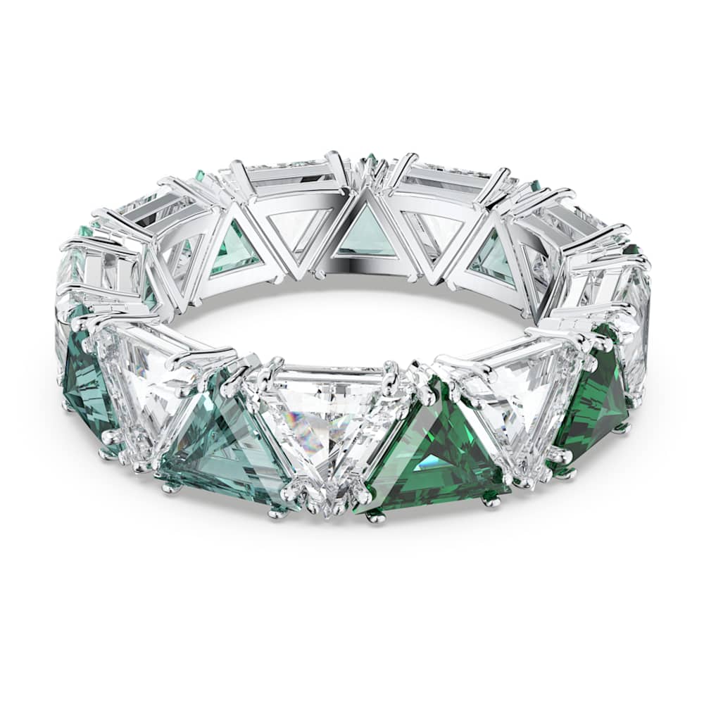 Bague cocktail Matrix Taille Triangle Verte Metal rhodie Swarovski