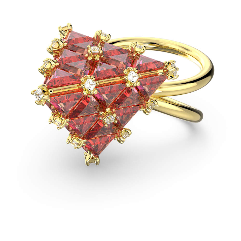 Bague cocktail Curiosa, Triangle, Orange, Métal doré Bague cocktail Curiosa, Triangle, Orange, Métal doré
