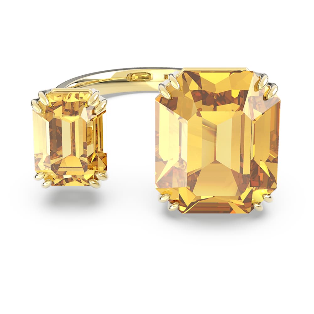 Millenia open ring, Octagon cut, Yellow, Gold-tone plated | Swarovski