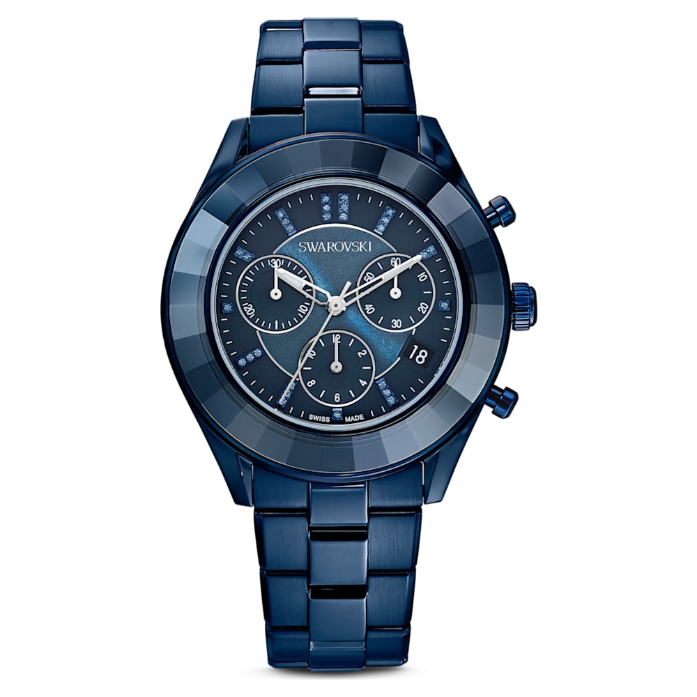 スワロフスキー　OCTEA LUX CHRONO ブルー　クロノグラフ　腕時計