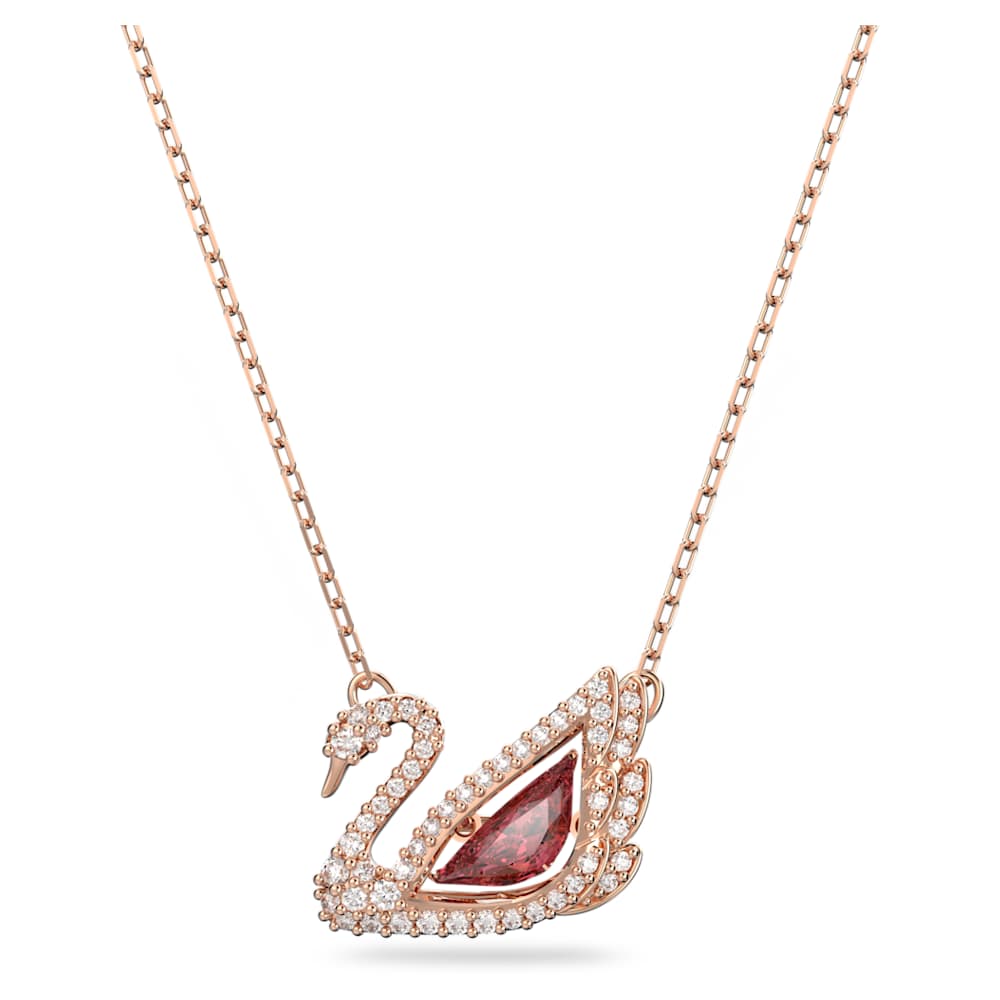 Swan pendant Swan Red Rose gold tone plated Swarovski