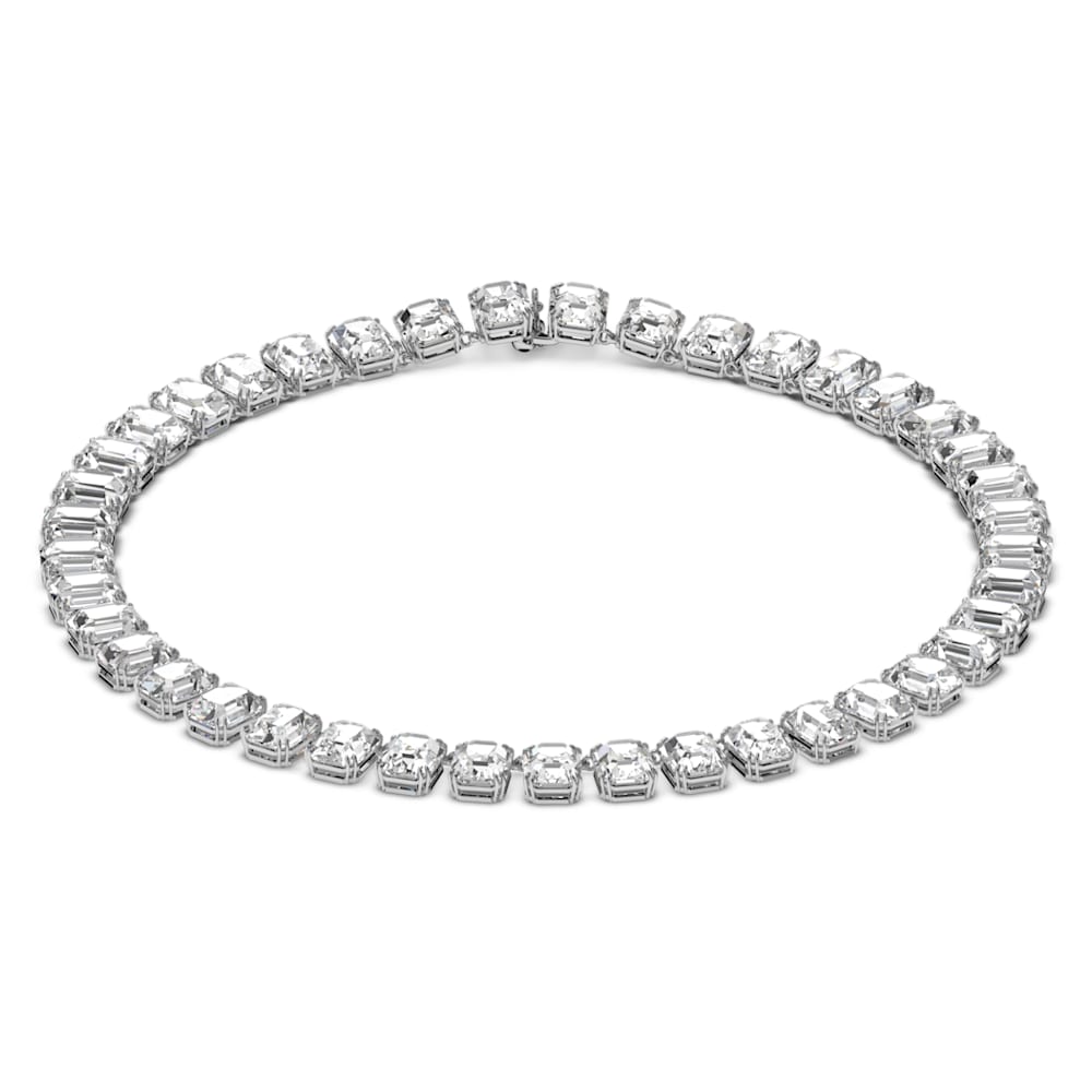 Millenia necklace, Octagon cut crystals, White, Rhodium plated ...