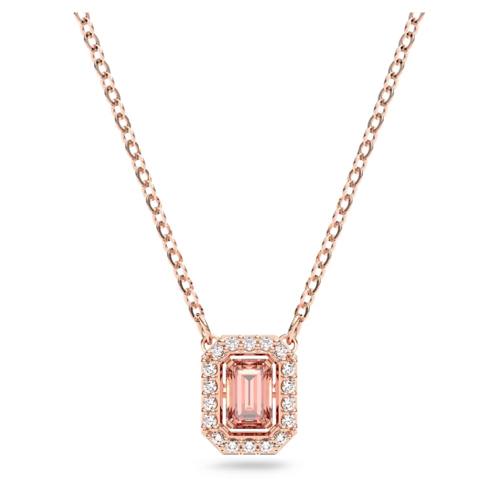 Una necklace, Octagon cut, Pink, 18K rose gold finish | Swarovski