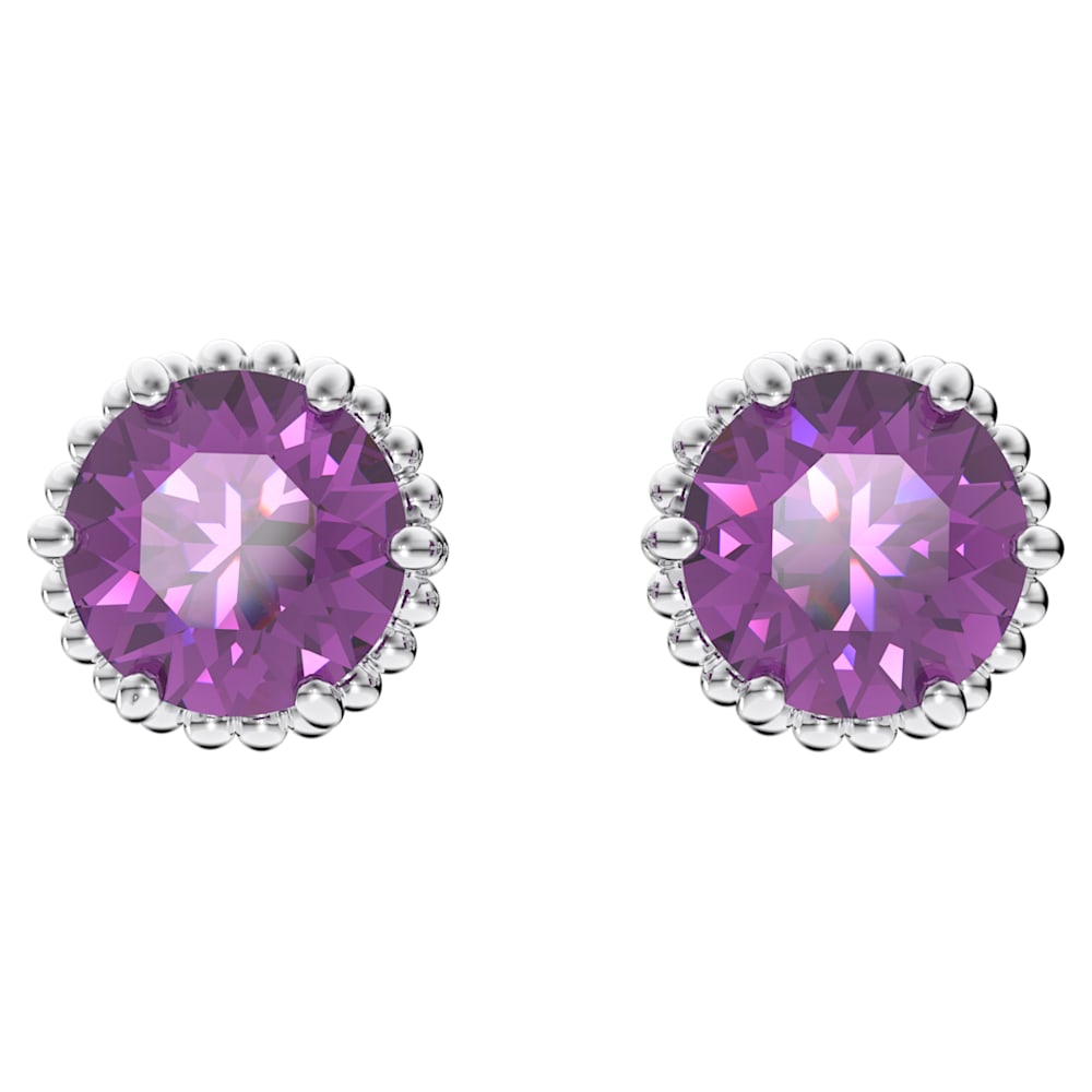 Classic Amethyst Two Stone Drop Earrings with Bezel Diamond | Angara