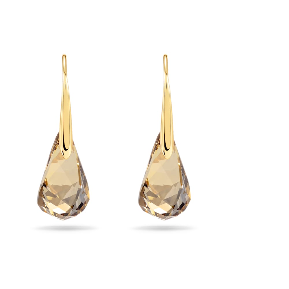Swarovski Iconic Swan drop earrings Swan Yellow Goldtone plated   Swarovski