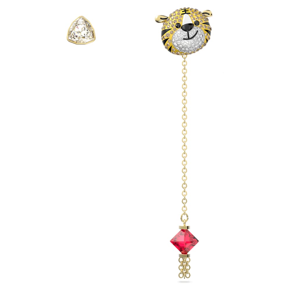 Zodiac Tiger drop earrings Asymmetrical design Tiger Long