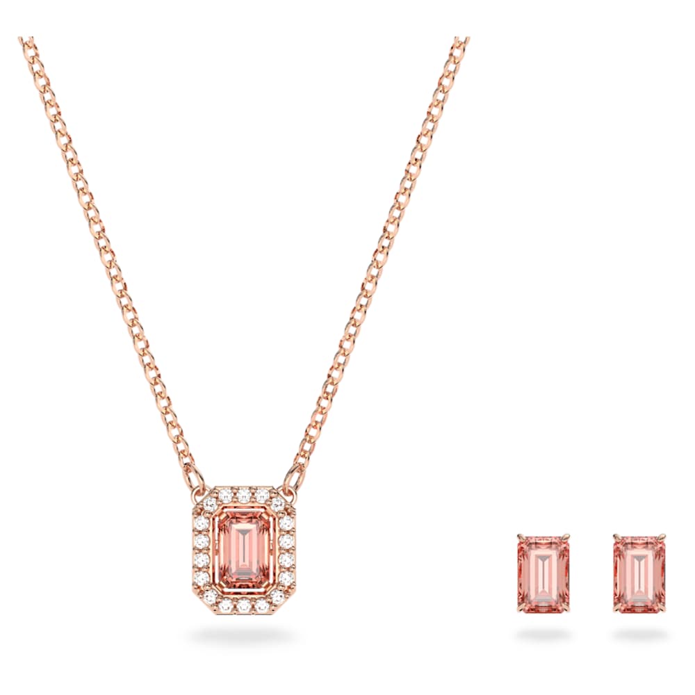 Una set, Octagon cut, Pink, Rose gold-tone plated | Swarovski