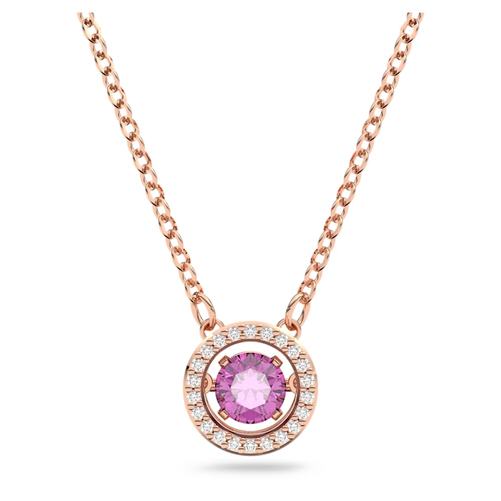 Una pendant, Round cut, Long, Purple, 18K rose gold finish | Swarovski