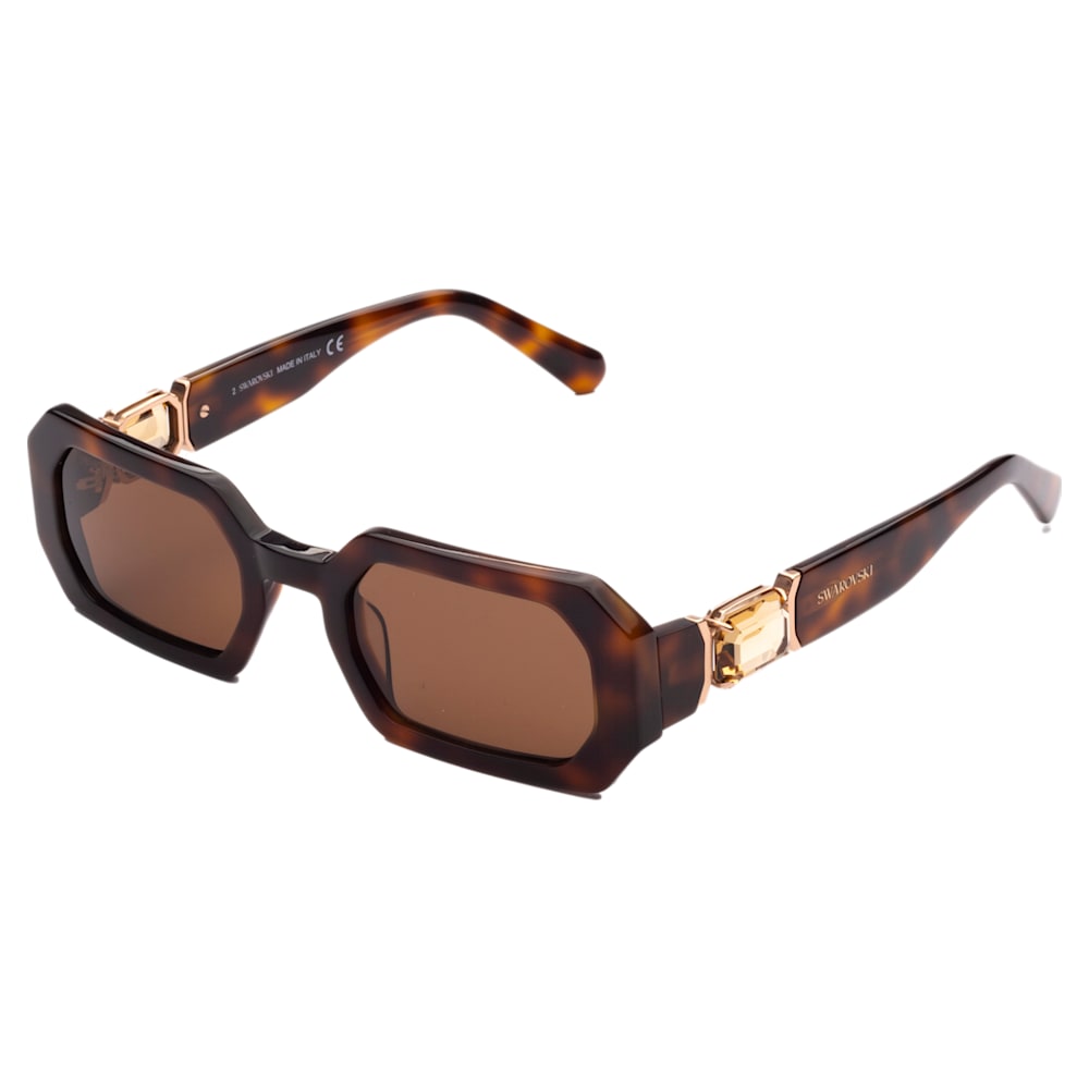 Sunglasses, Octagon, Brown | Swarovski