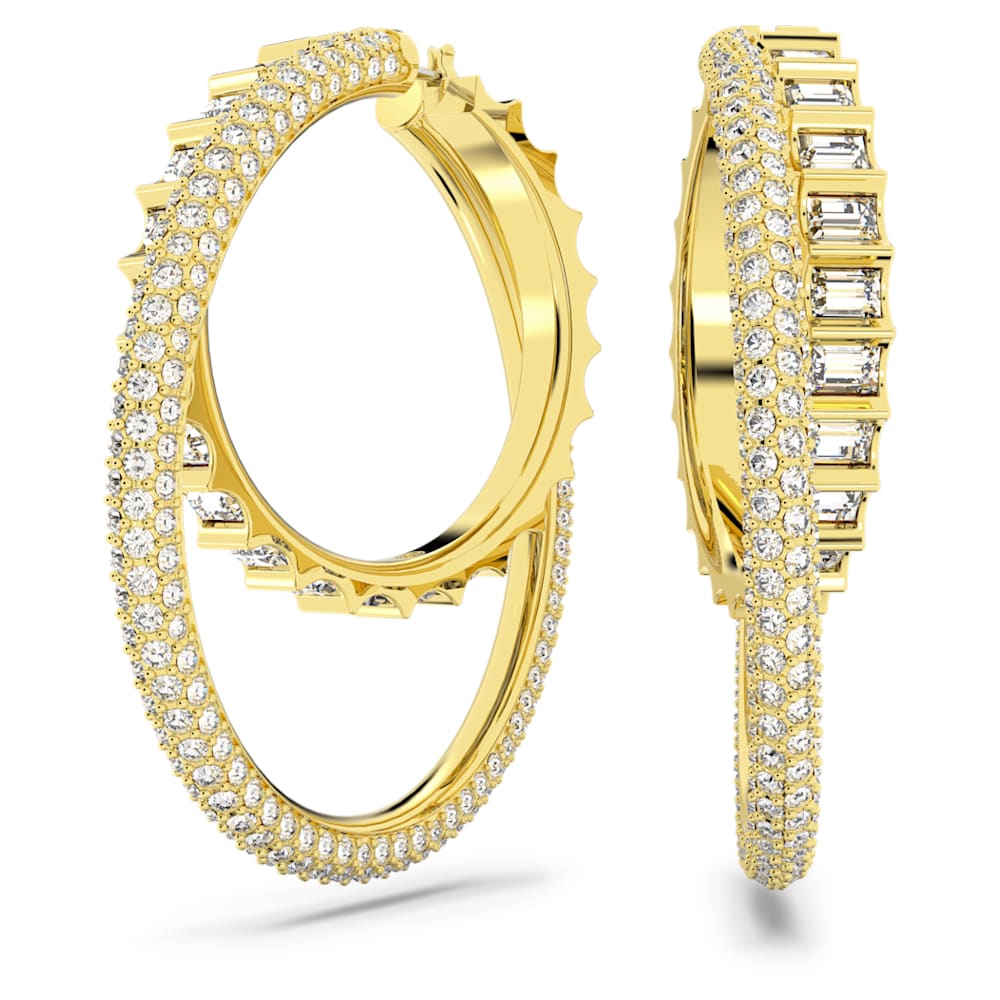 Rota hoop earrings Mixed cuts White Gold tone plated Swarovski