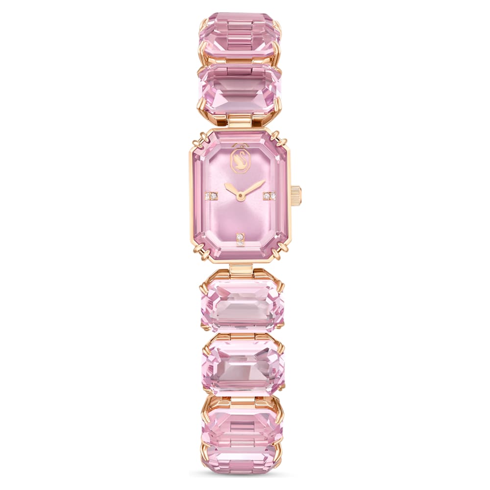 Watch, Octagon cut bracelet, Pink, Rose gold-tone finish