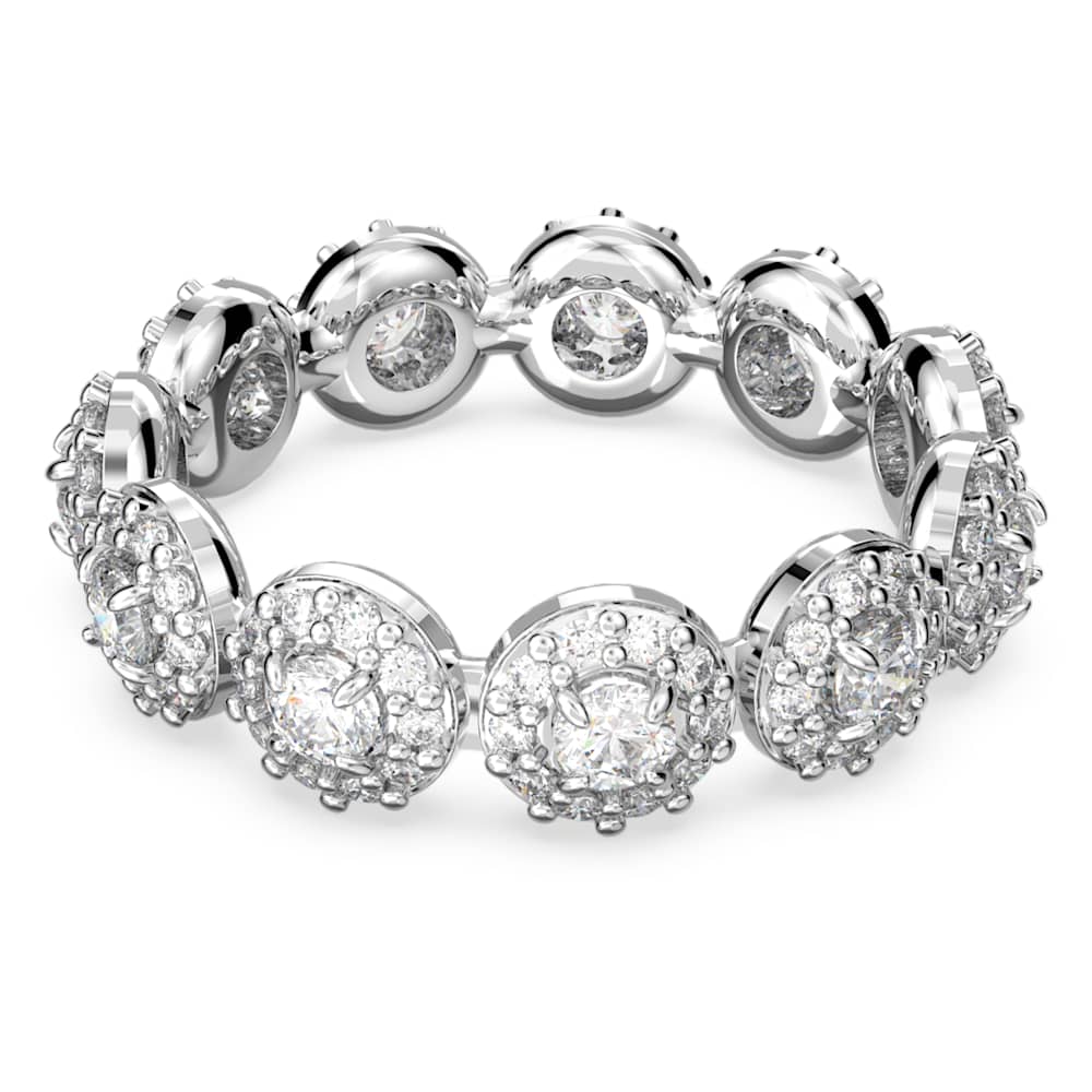 Una Angelic ring Round cut White Rhodium plated Swarovski