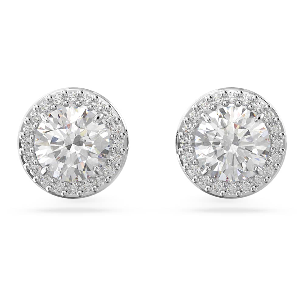 Constella stud earrings Round cut Pav White Rhodium plated