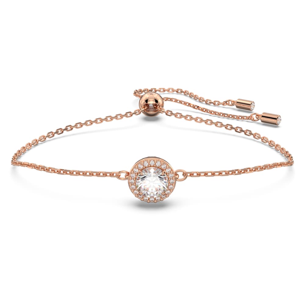 Una Angelic bracelet, Round cut, White, Rose gold-tone