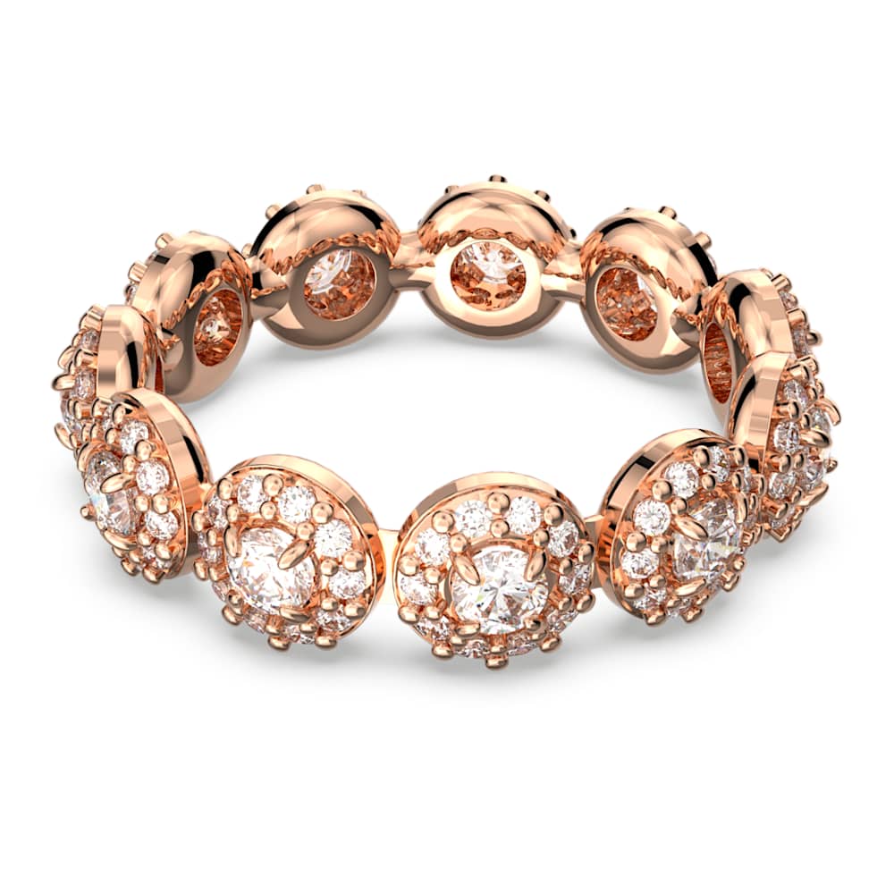 Una ring, Round cut, Pavé, White, Rose gold-tone plated | Swarovski 