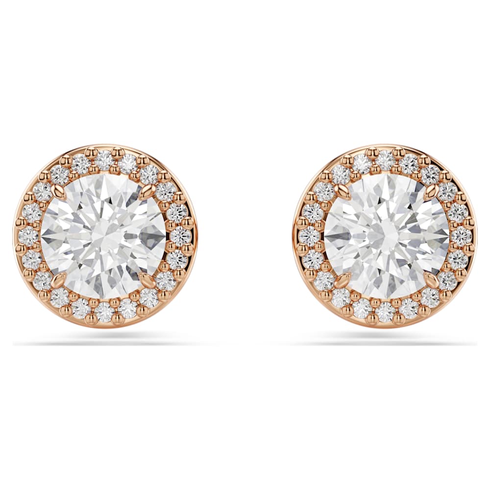 Una Angelic スタッドピアス, ラウンドカット, パヴェ, ホワイト, 18K
