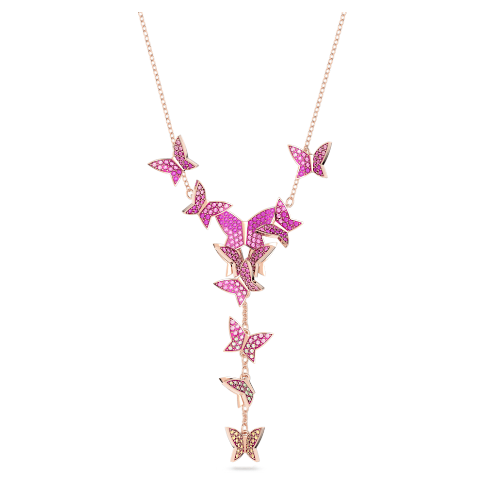 Dazzling Swan necklace, Swan, Pink, Rose gold-tone plated | Swarovski