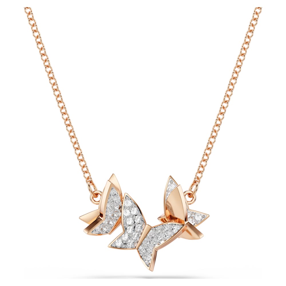 Collier à Pendentif Papillon Martelé En Acier Inoxydable