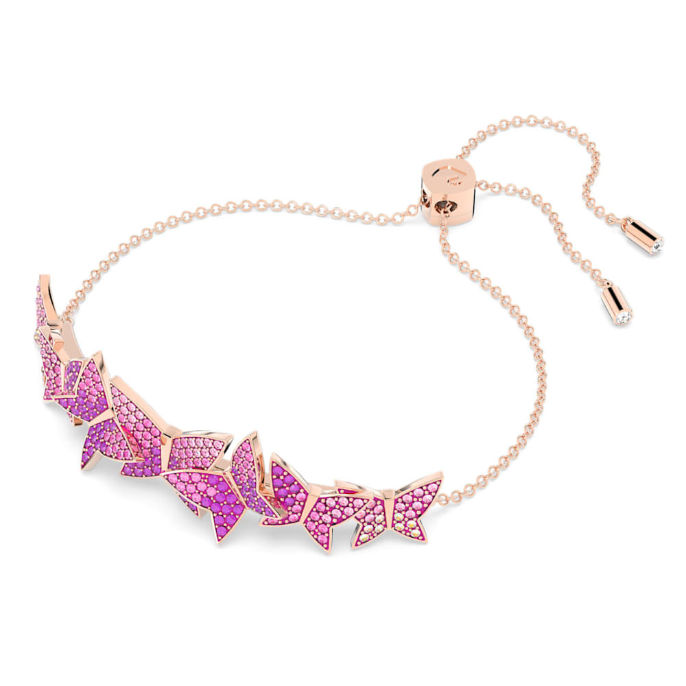 Lilia bracelet, Butterfly, Pink, Rose goldtone plated Swarovski