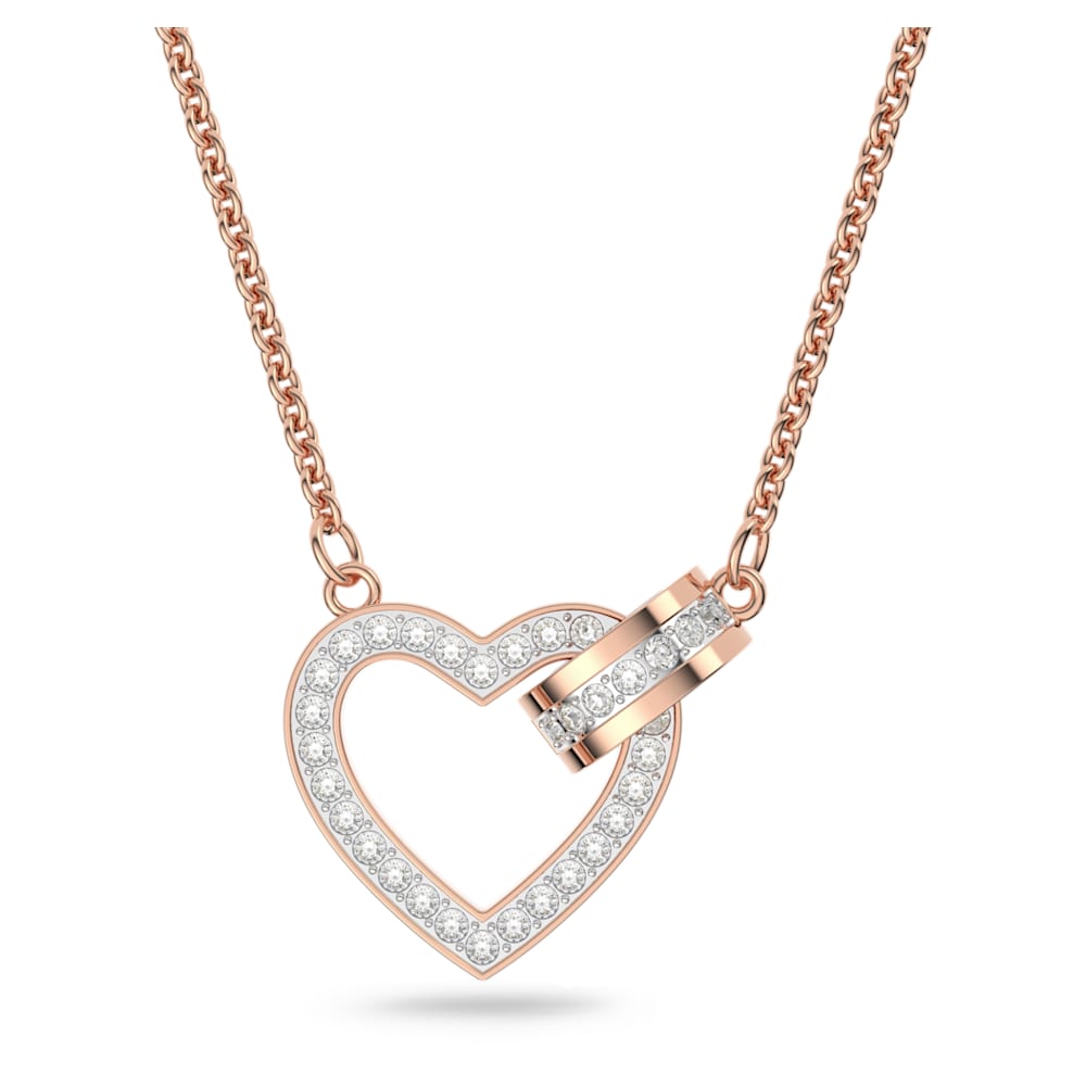 Lovely necklace, Heart, White, Rose gold-tone plated | Swarovski