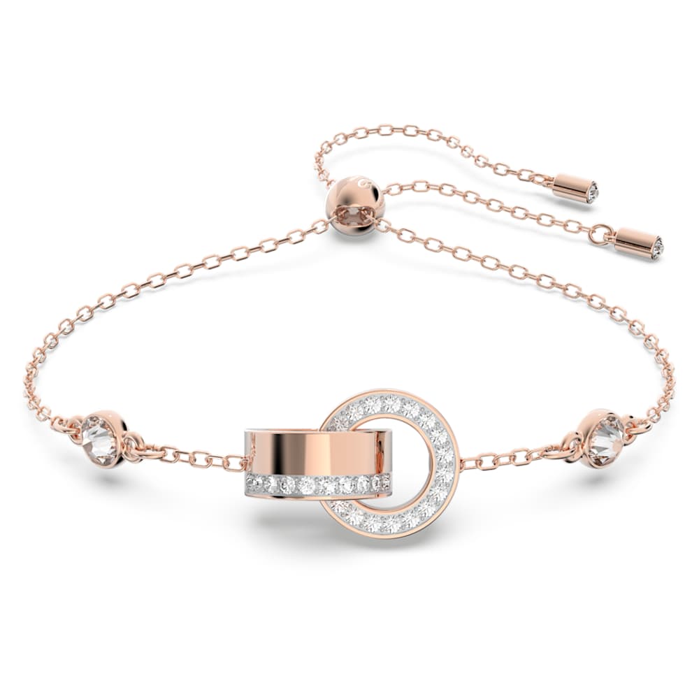 Dextera bracelet, Interlocking loop, White, 18K rose gold finish