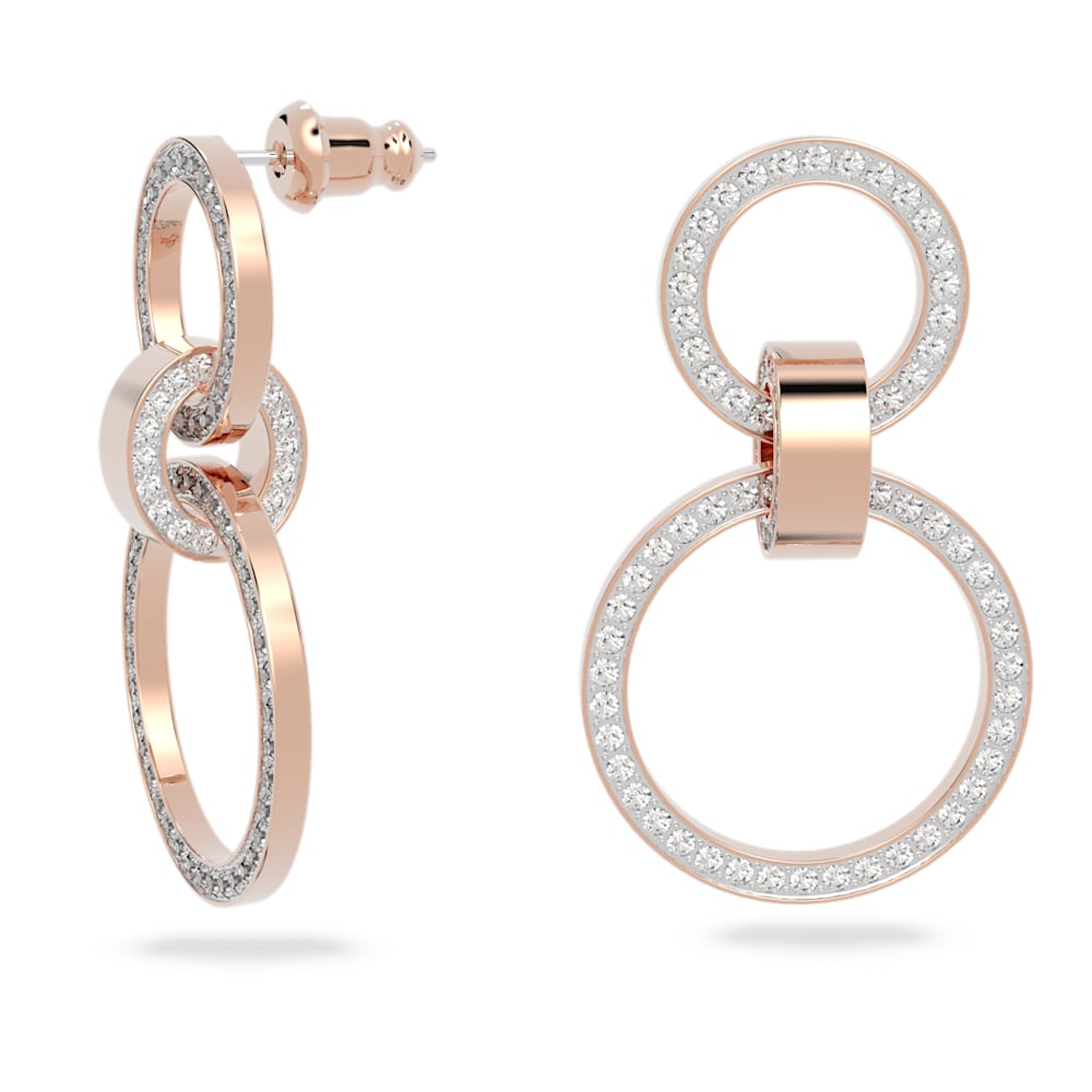 Hollow Hoop Earrings White Rose Gold Tone Plated