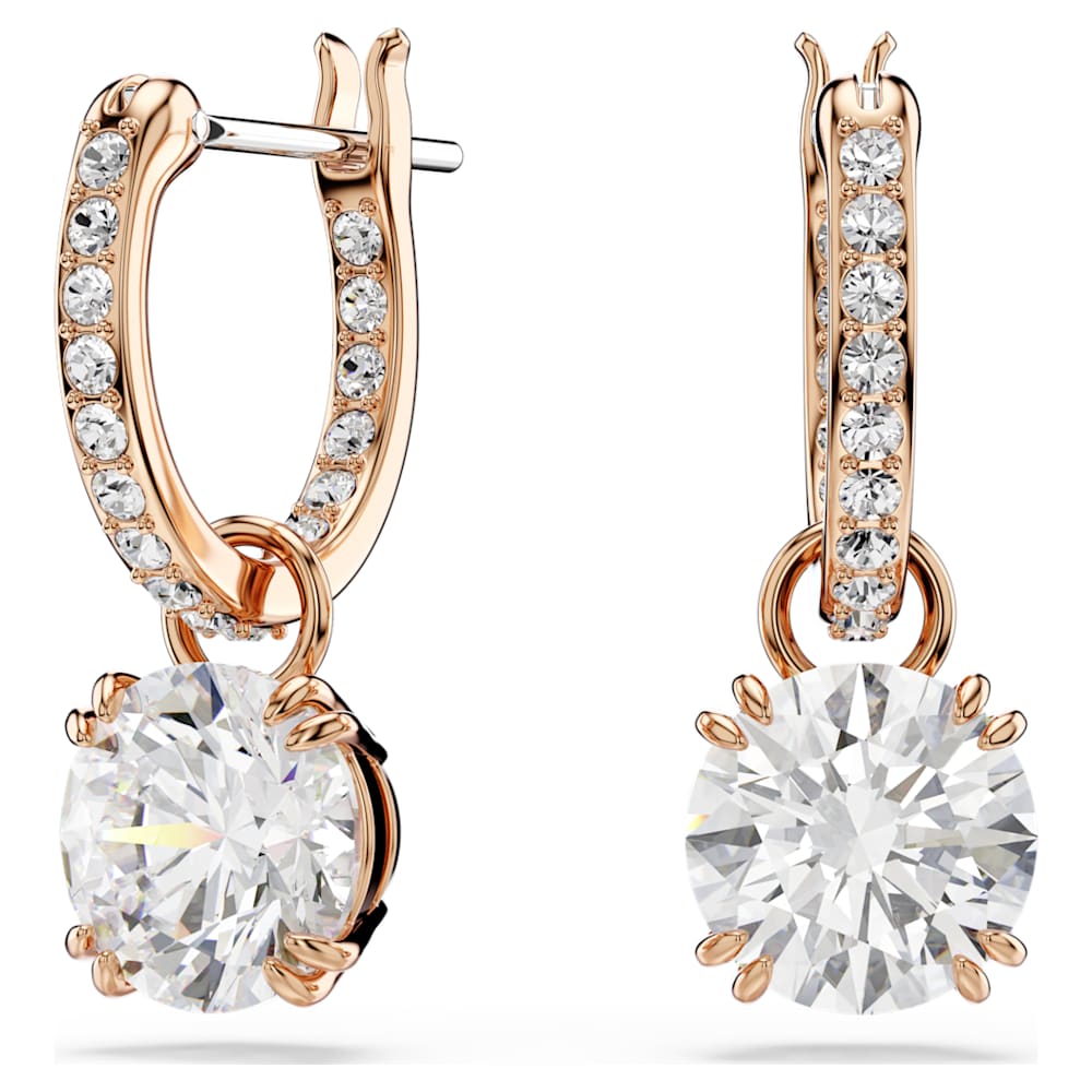 Constella ドロップピアス, ラウンドカット, ホワイト, ローズゴールド  