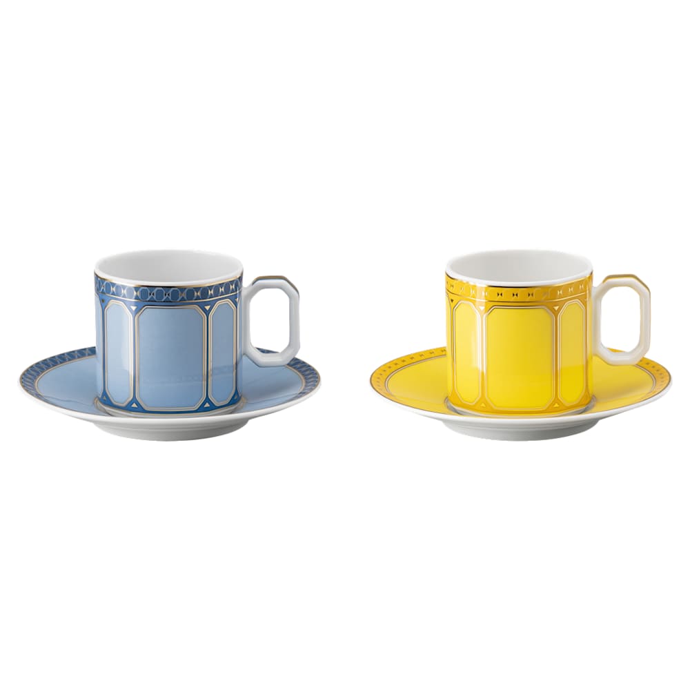 Signum espresso set, Porcelain, Multicolored | Swarovski