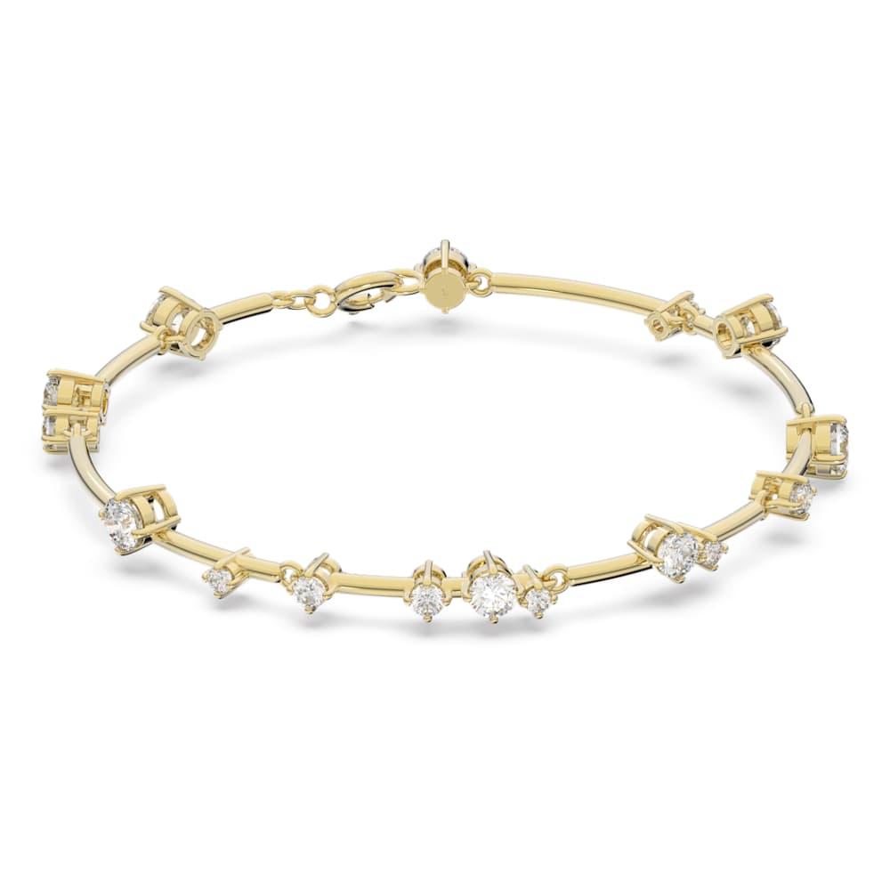Constella bangle, Mixed round cuts, White, Gold-tone plated