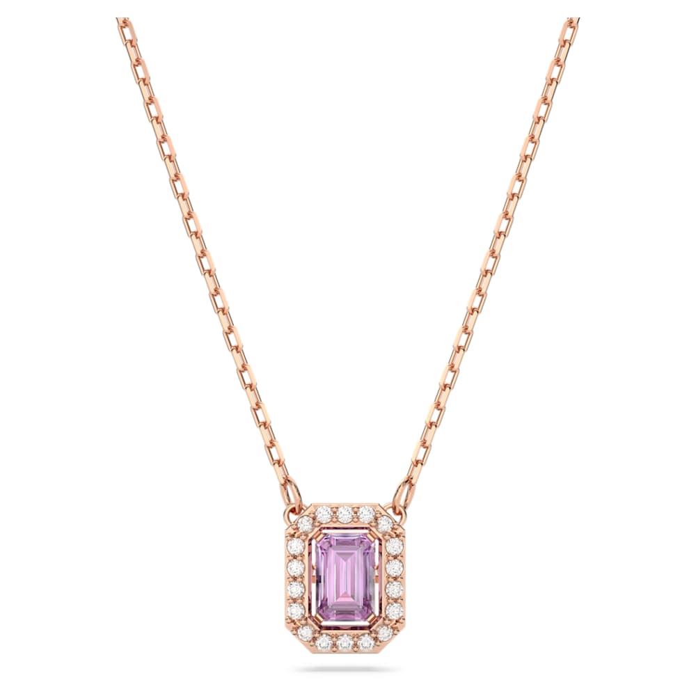 Una necklace, Octagon cut, Purple, Rose gold-tone plated
