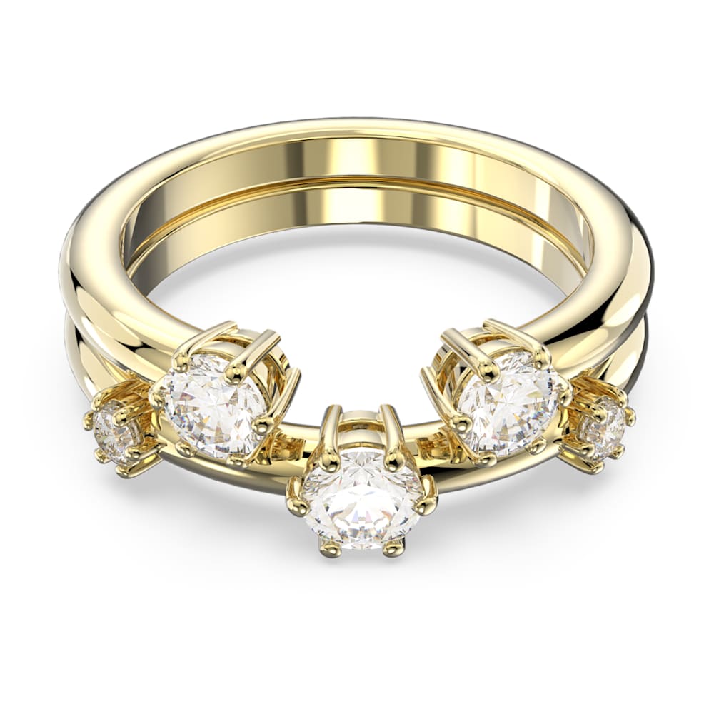 Constella ring Set 2 Round cut White Gold tone plated