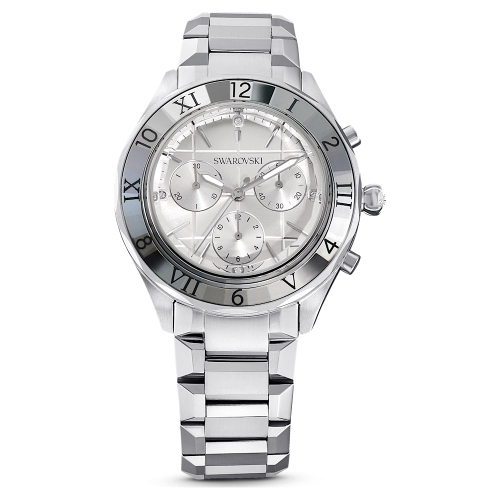 Crystalline Delight watch, Swiss Made, Metal bracelet, White, Rose  gold-tone finish