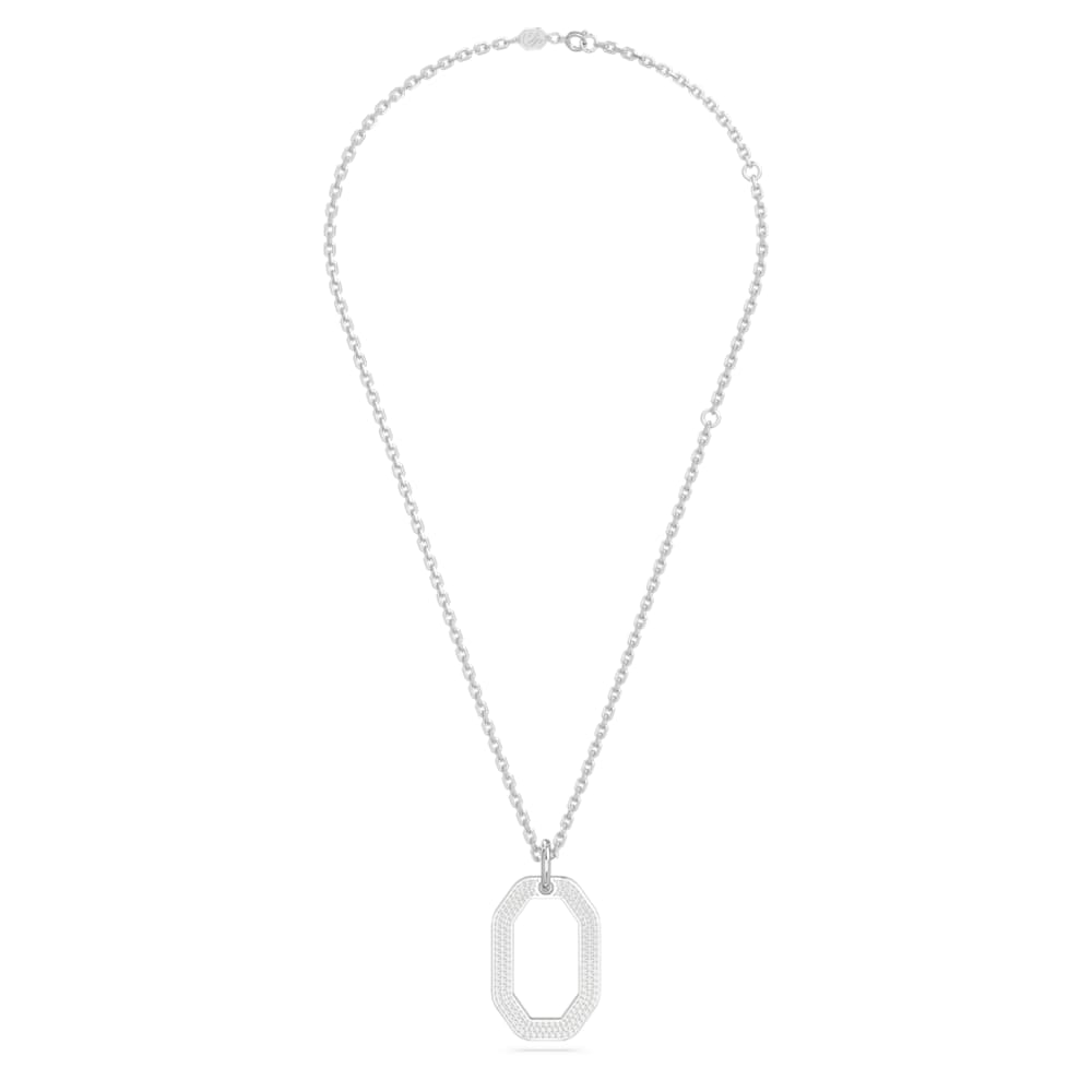 Dextera pendant, Octagon shape, White, Rhodium plated | Swarovski