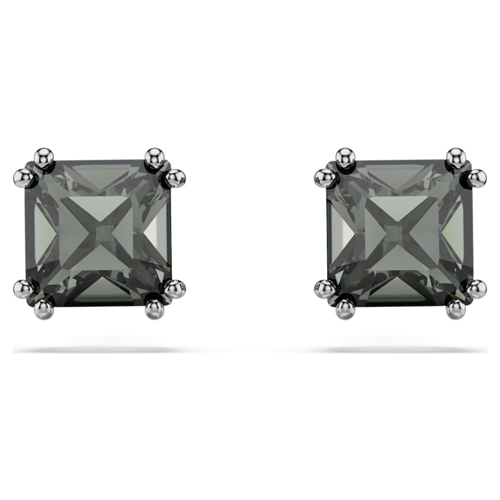 Millenia スタッドピアス, スクエア・カット, ブラック, ルテニウム  