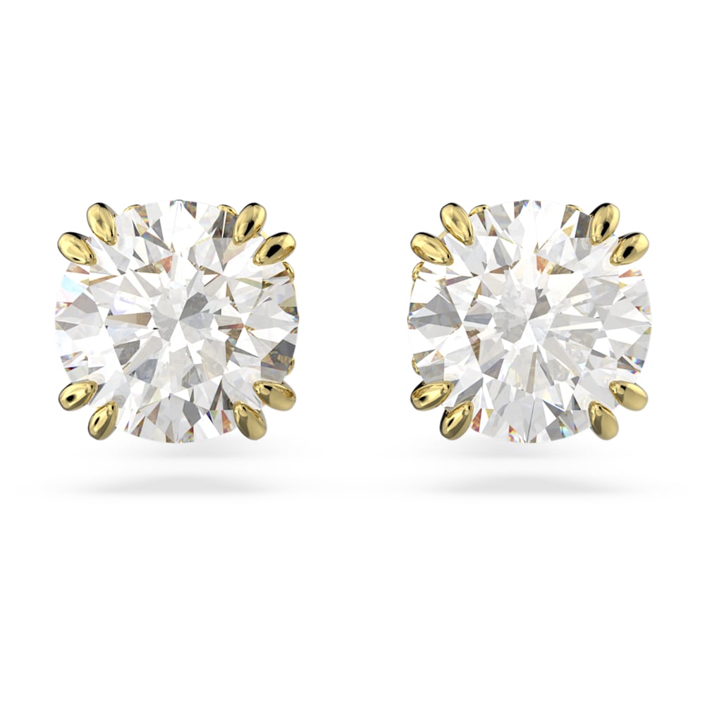 Constella stud earrings, Round cut, White, Gold-tone plated 