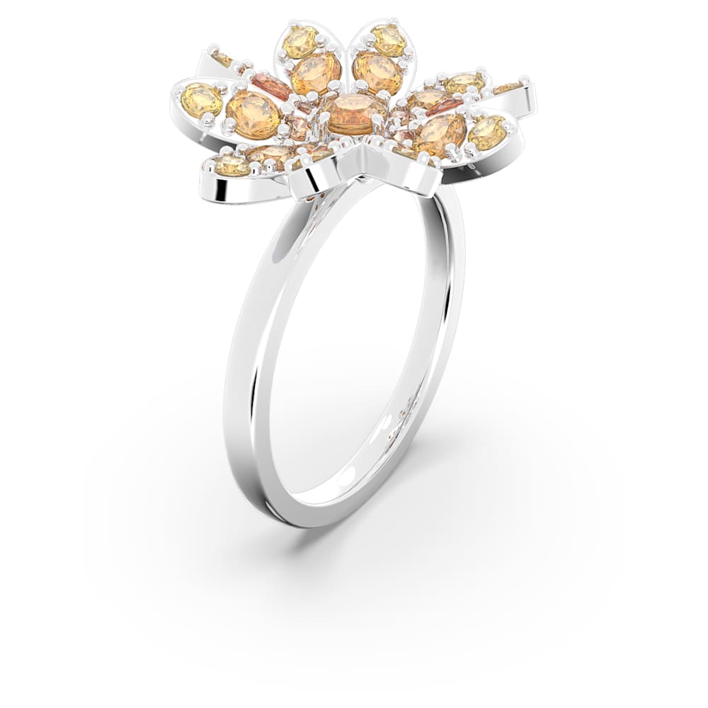 Eternal Flower ring, Flower, Multicolored, Rhodium plated Swarovski