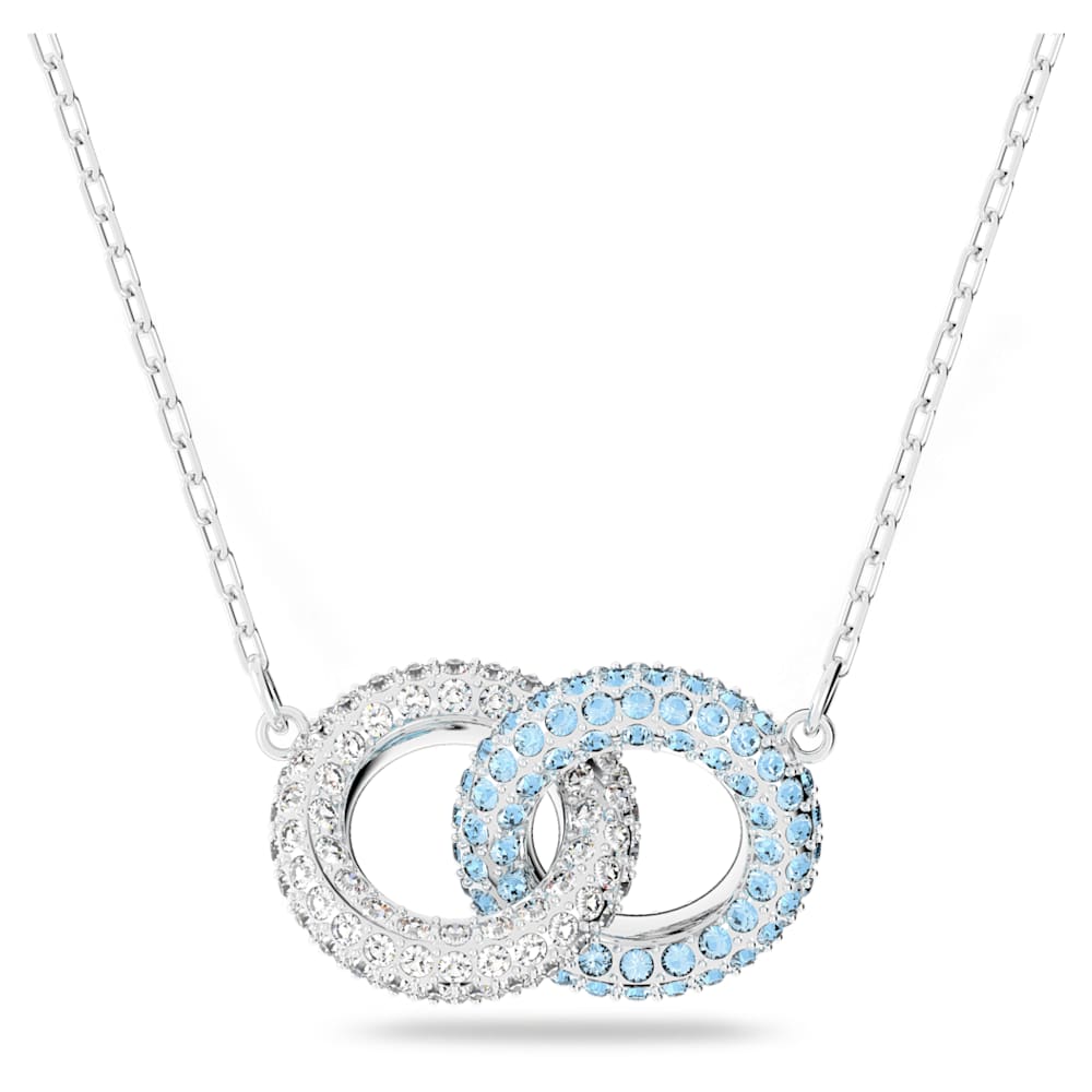 Stone necklace, Blue, Rhodium plated 