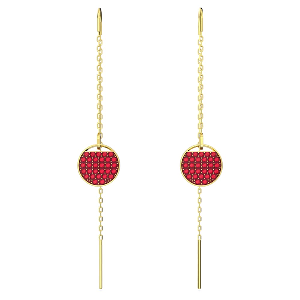 Sublima drop earrings, Long, Red, Gold-tone plated | Swarovski