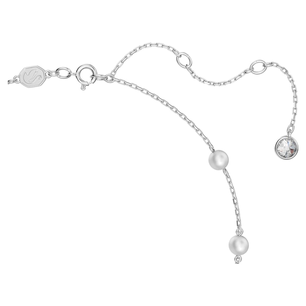 Stella necklace, Star, White, Rhodium plated Swarovski