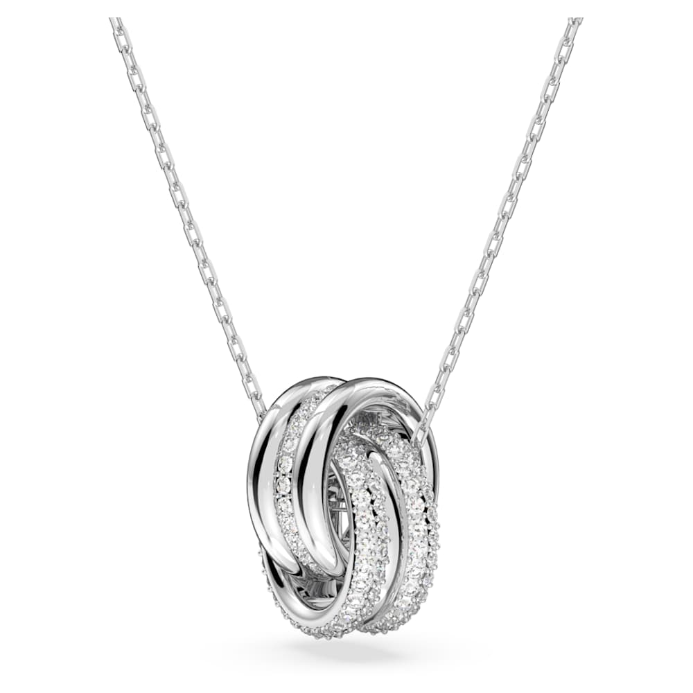 Swarovski Hyperbola pendant Intertwined circles Small White Rhodium plated