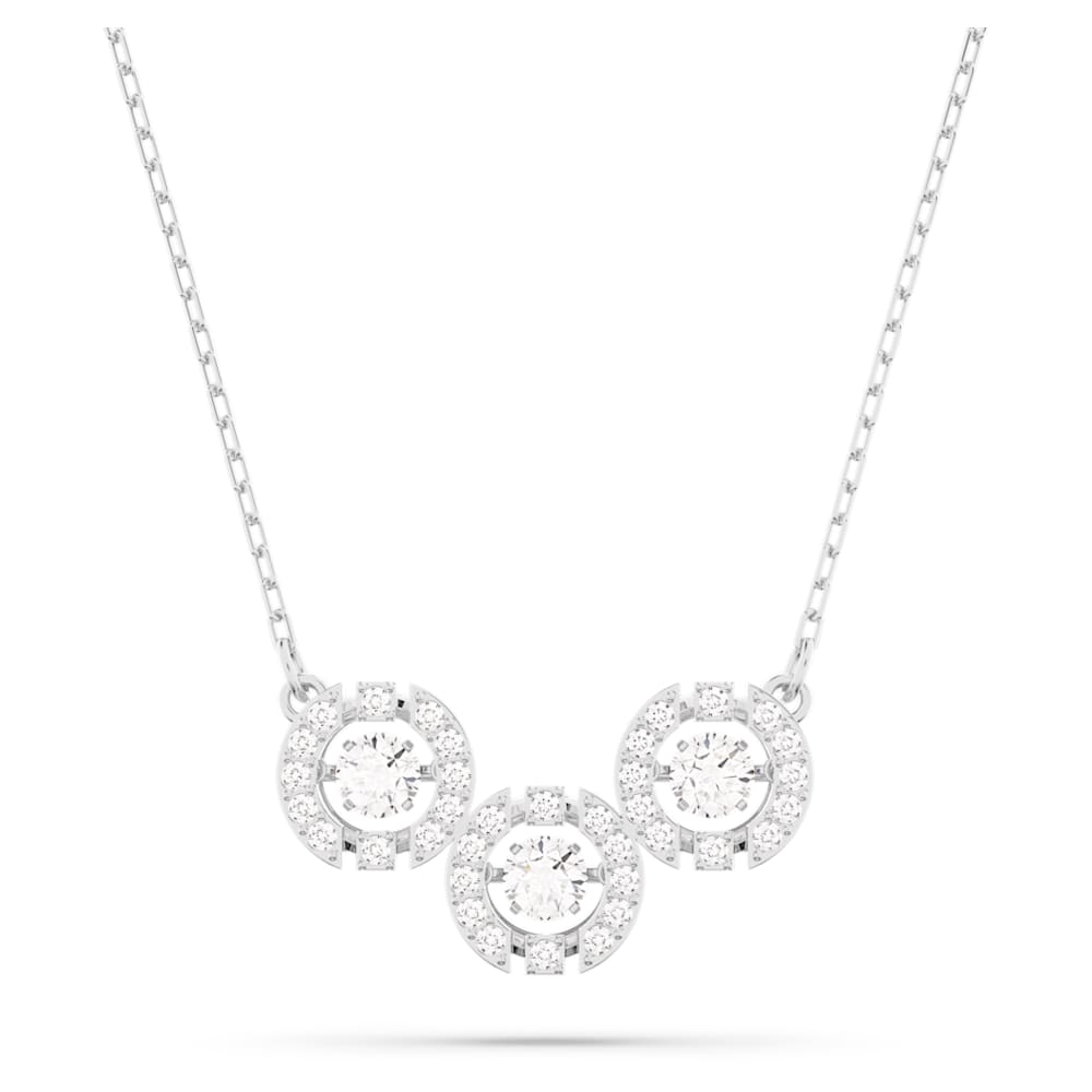 Una necklace, Round cut, White, Rhodium plated | Swarovski